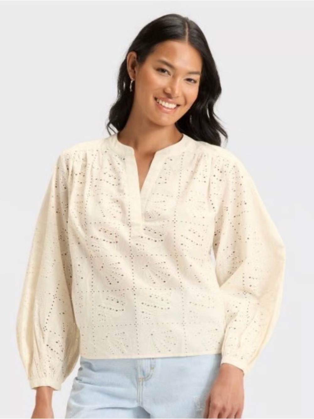Shell Cream Peasant Blouse